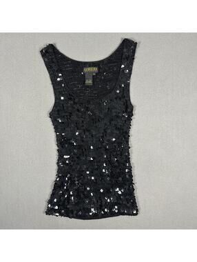 Women’s Tank Top Black Sequin Y2K